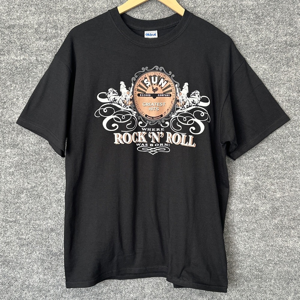 Sun Records Shirt Mens Large Black Unisex Rockabilly Memphis‎ Rock N Roll Music